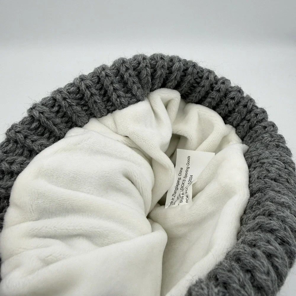 Northeast Outfitters Cozy Cabin Beanie Women's Grey Fleece Lined Knit Winter Hat